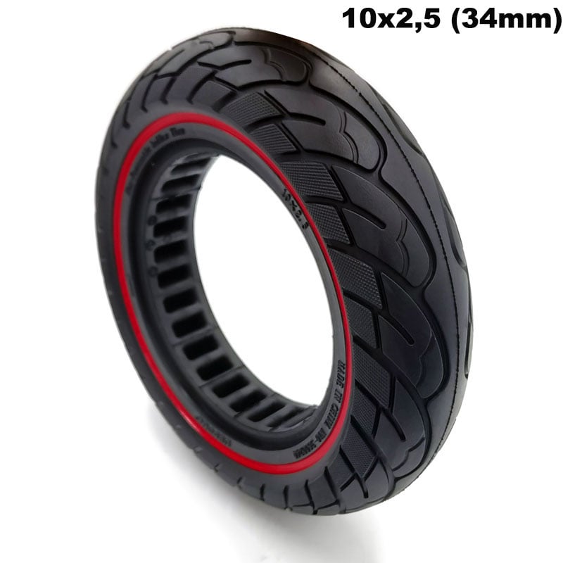Cauciuc plin antiexplozie pentru trotinete electrice 10 inch 10 X 2,5 (janta de 34 mm) - rosu