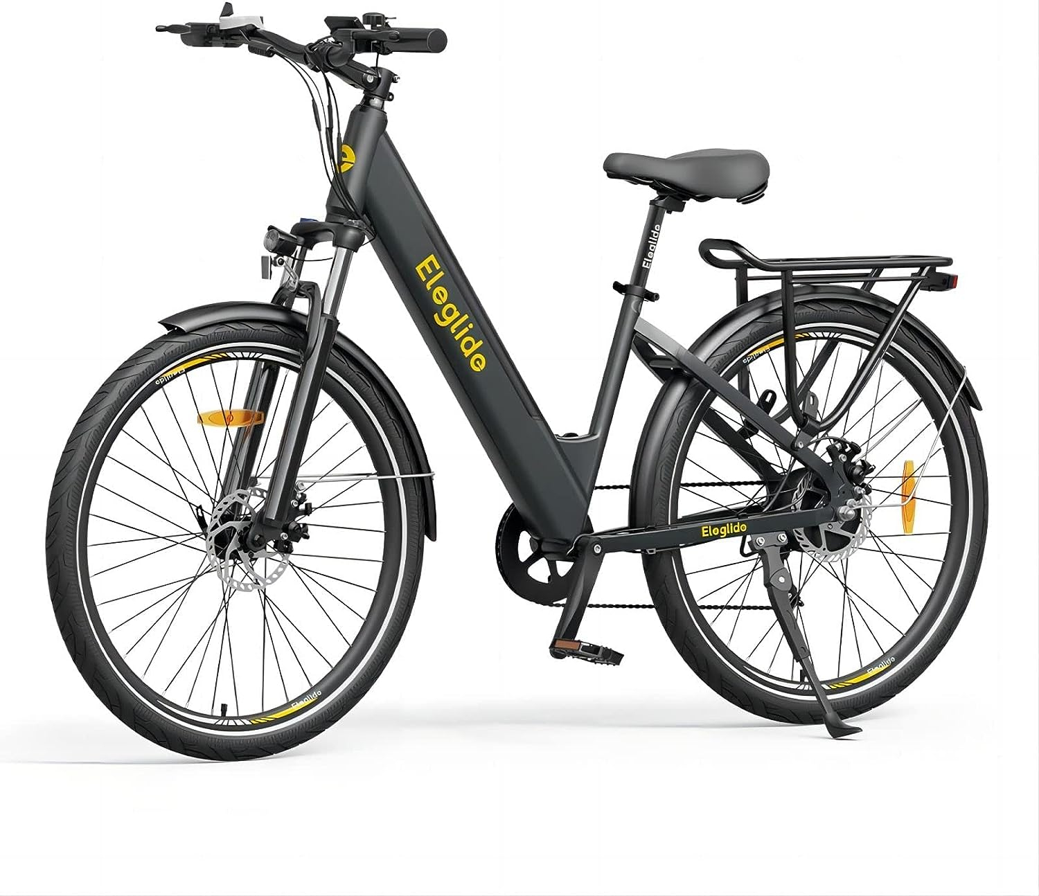 Bicicleta electrica Eleglide T1 Step-Thru City E Bike 27,5", Motor 250W, Baterie 36V 12,5Ah, Autonomie 100 km, Viteza Maxima 25 km/h, Culoare Neagra Trotineta Electrica