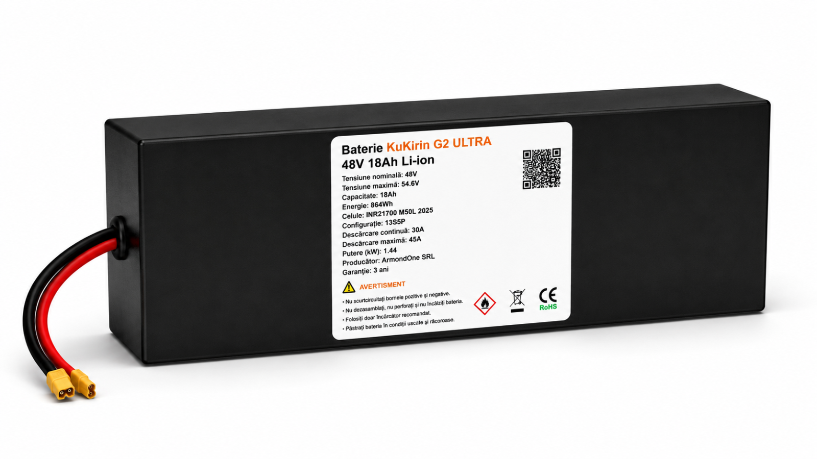 Acumulator Premium 48V 18Ah Li-Ion cu Celule LG 21700 pentru Trotinetă Electrică KuKirin G2 ULTRA – 3 ANI GARANȚIE REALĂ
