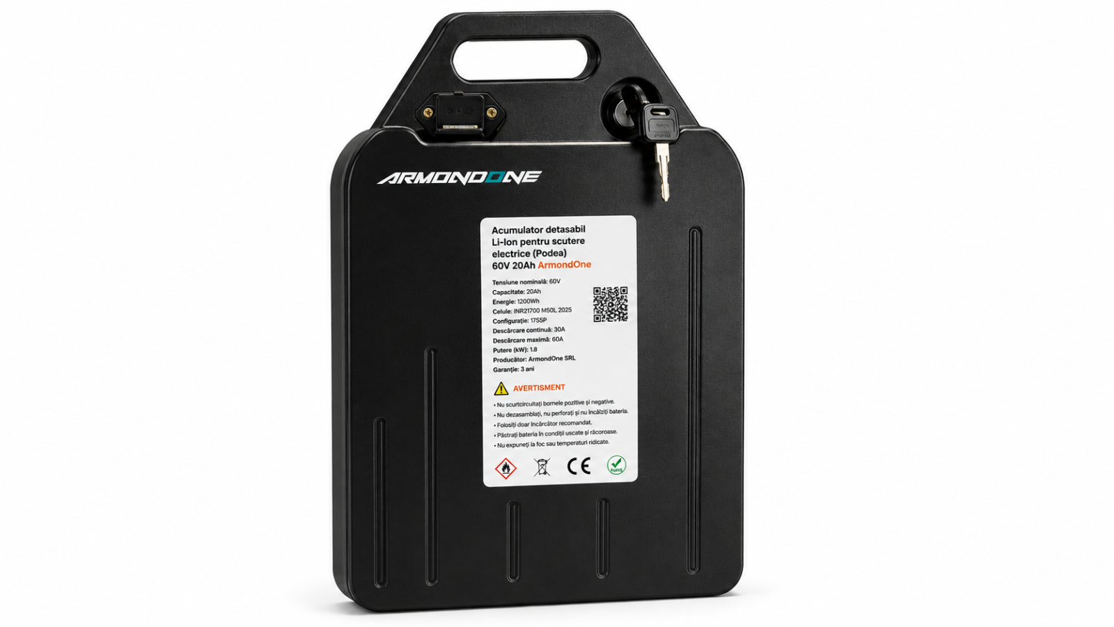 Acumulator Detașabil Podea 60V 20Ah Li-Ion cu Celule LG 21700 pentru Scutere Electrice – 3 ANI GARANȚIE REALĂ