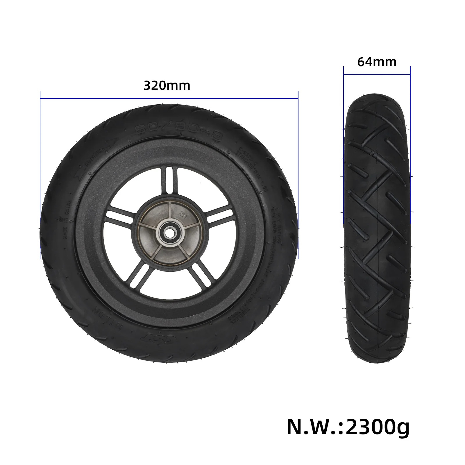 Roata fata pentru Xiaomi 5 Plus Xiaomi 6 Electric Scooter cu cauciuc CST 60 90-8 Tubeless