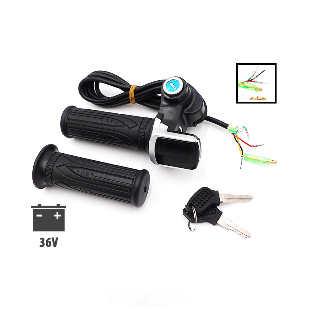 Maneta acceleratie cu display LED si cheie pentru bicicleta si trotineta electrica 36V
