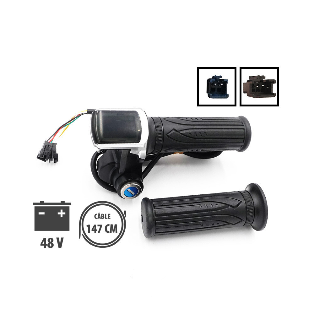 Maneta acceleratie cu display LED si cheie pentru bicicleta si trotineta electrica 48V