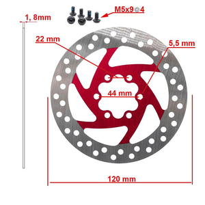 Disc de frana trotineta electrica 120mm 6H rosu